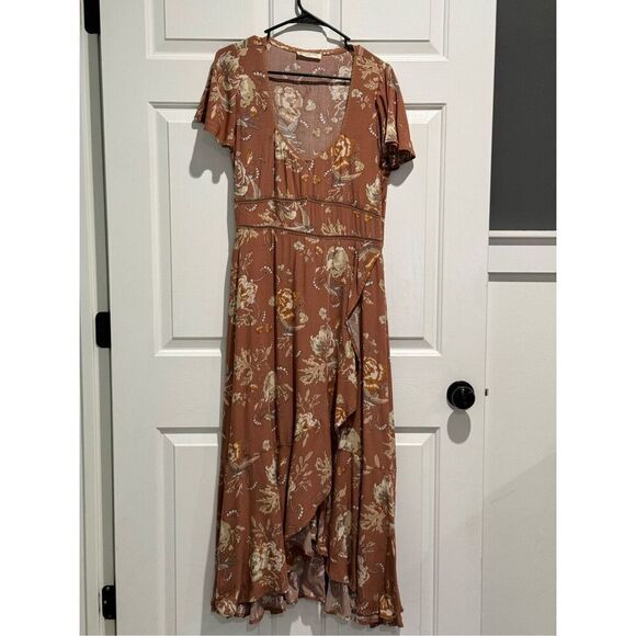 Spell & The Gypsy Collective Rosa Garden Party Midi Dress in Camel Size Medium - Picture 3 of 16